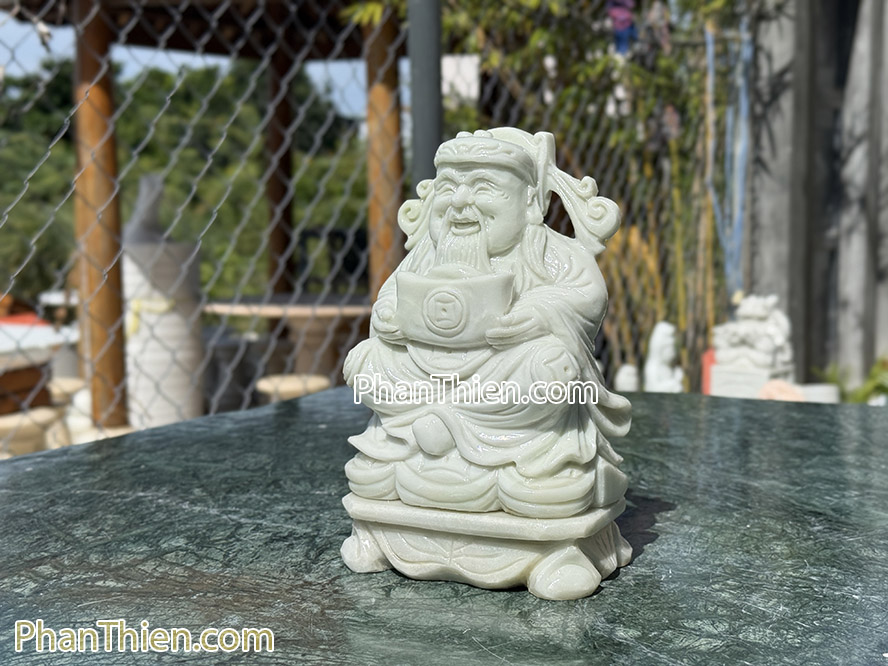 Tượng Ông Thần Tiền bằng đá xanh nhạt tự nhiên - TD-14B