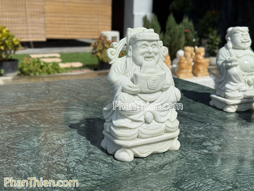 Tượng Ông Thần Tiền bằng đá xanh nhạt tự nhiên - TD-14B