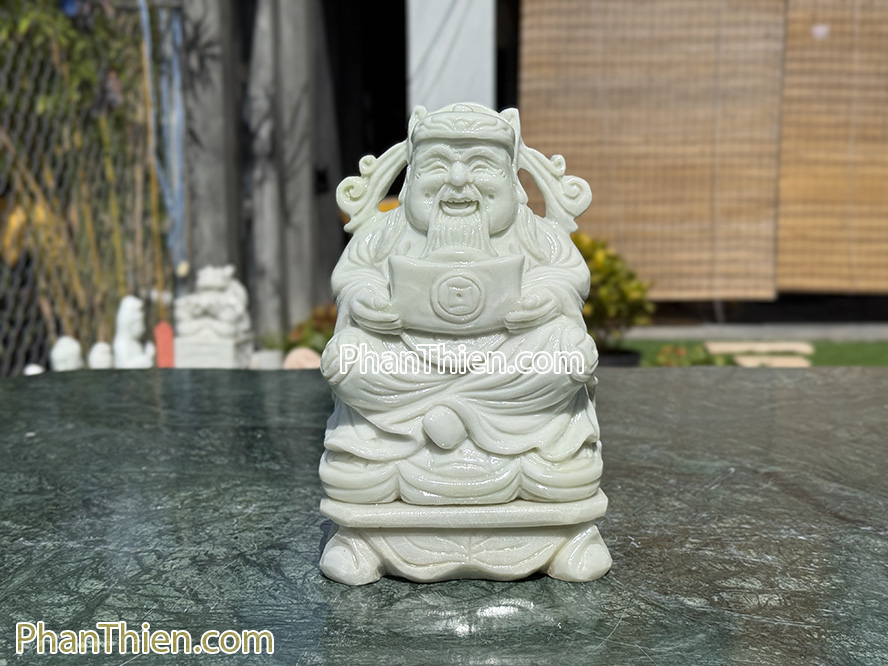 Tượng Ông Thần Tiền bằng đá xanh nhạt tự nhiên - TD-14B
