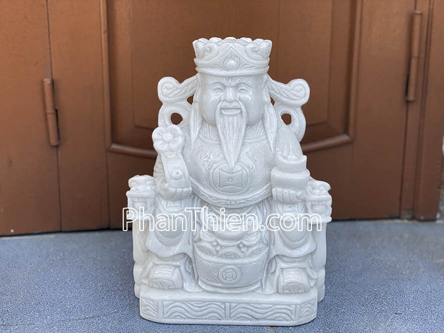 Tượng Ông Thần Tiền bằng đá Cẩm thạch trắng 30cm - TD-20