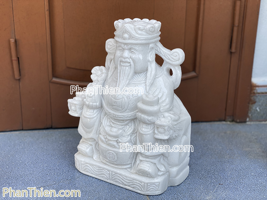 Tượng Ông Thần Tiền bằng đá Cẩm thạch trắng 30cm - TD-20