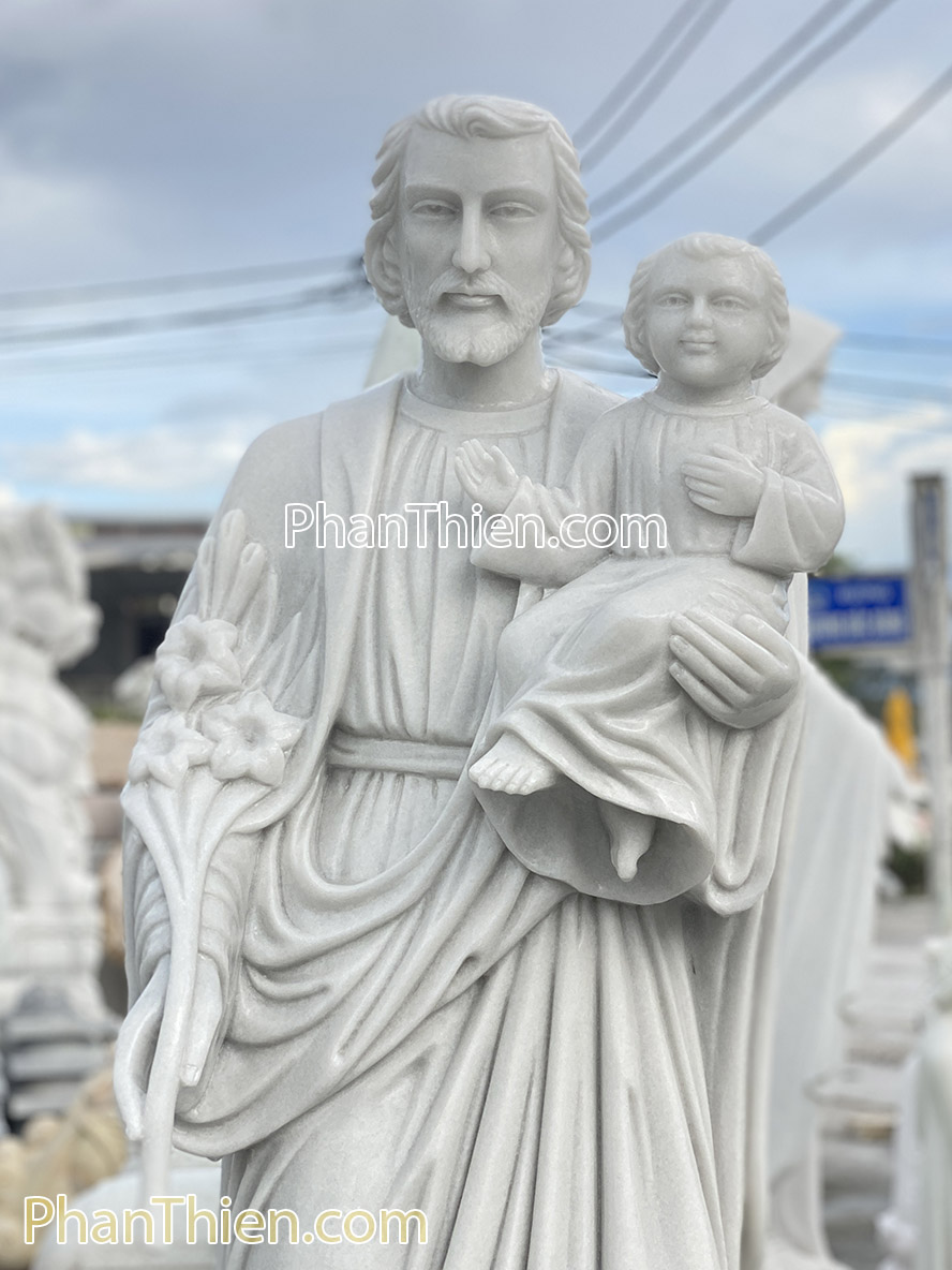 Tượng Thánh Giuse bế Chúa bằng đá tự nhiên 150cm - GSE-9