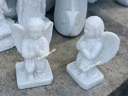 Tượng Thiên Thần Quỳ Gối Đá Cẩm Thạch Trắng (TTH-09)