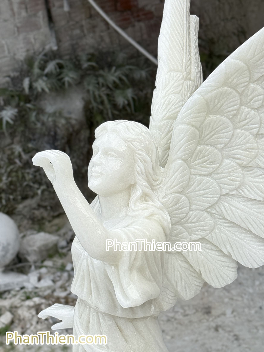 Tượng Thiên Thần thổi loa bằng đá 90cm - TTCG-14