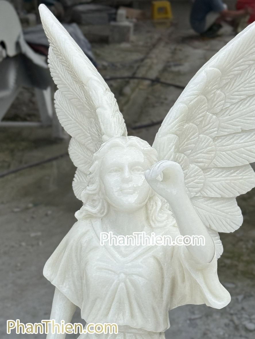 Tượng Thiên Thần thổi loa bằng đá 90cm - TTCG-14