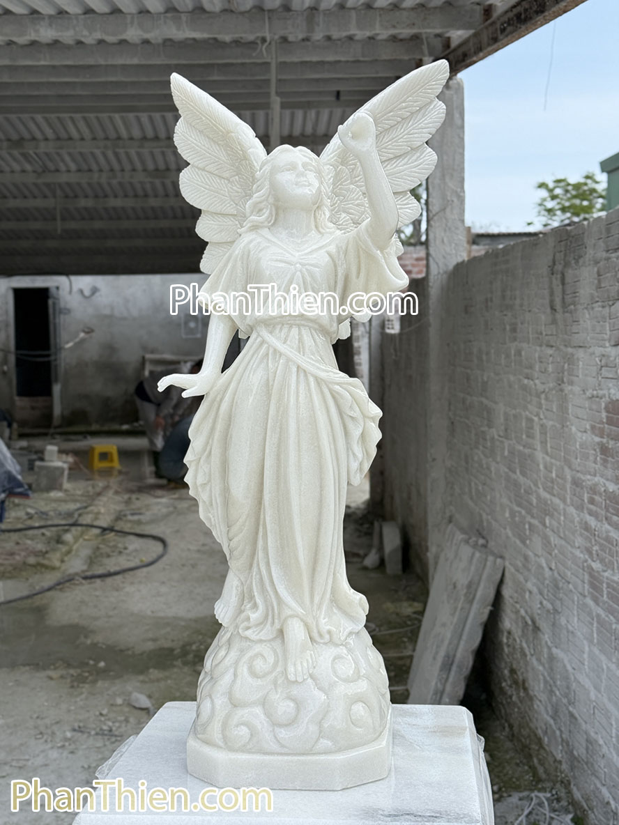 Tượng Thiên Thần thổi loa bằng đá 90cm - TTCG-14