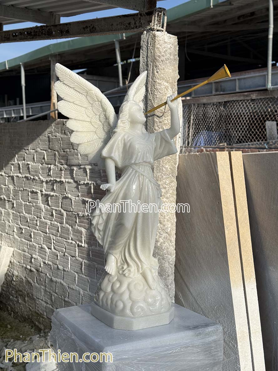 Tượng Thiên Thần thổi loa bằng đá 90cm - TTCG-14