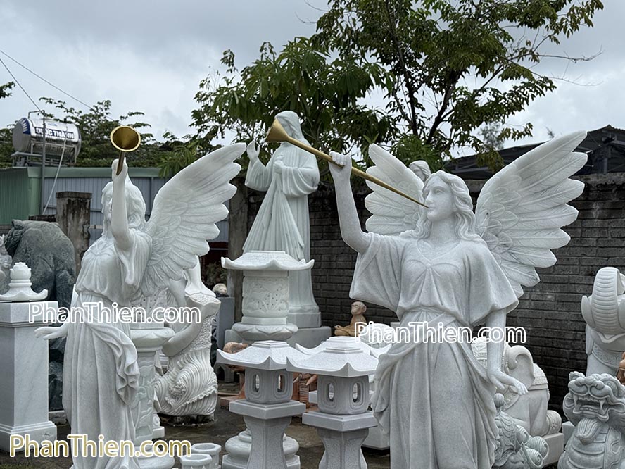 Tượng Thiên Thần Thổi Loa bằng đá tự nhiên - TTCG-12