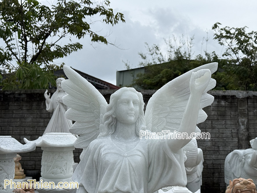 Tượng Thiên Thần Thổi Loa bằng đá tự nhiên - TTCG-12