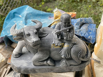 Tượng Trâu Đá Cẩm Thạch Đen (TRAU-01)