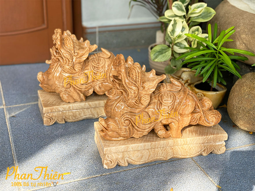 Tượng Tỳ Hưu Đá Vân Gỗ Tự Nhiên (TH-18)