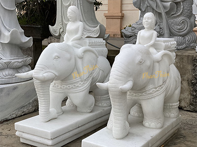 Tượng Voi bằng Đá Trắng Non Nước Đà Nẵng (VOI-06)