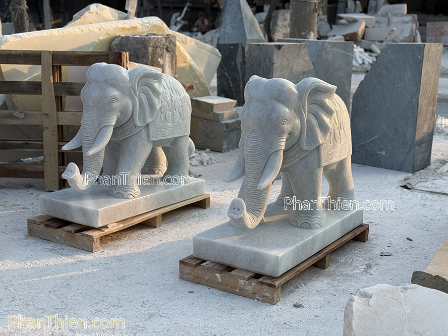 Tượng Voi bằng đá Cẩm thạch tự nhiên 103cm - VOI-101