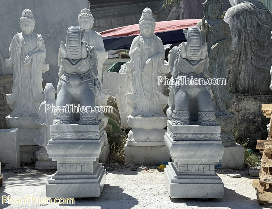 Tượng Voi quỳ bằng đá xám tự nhiên (VOI-84)