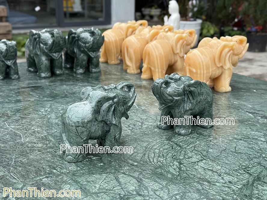 Tượng Voi đá xanh Ấn Độ 15cm - VOI-98