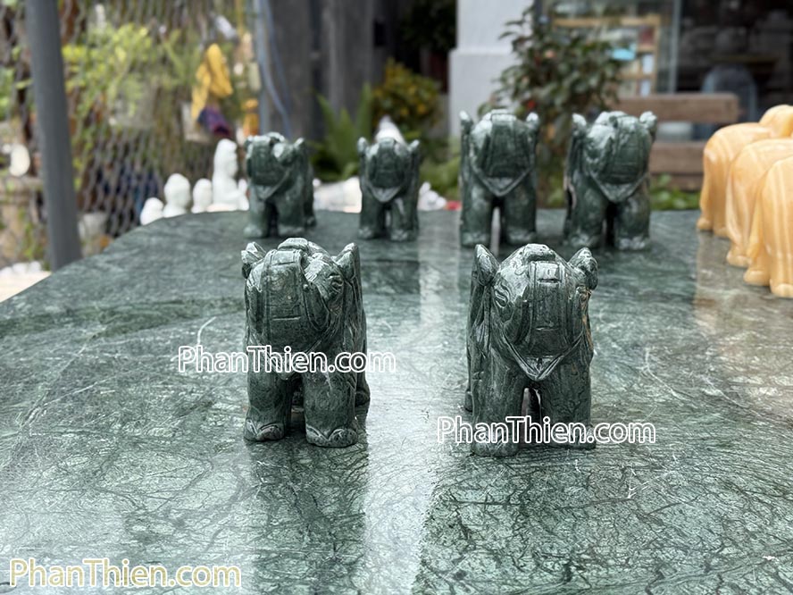 Tượng Voi đá xanh Ấn Độ 15cm - VOI-98