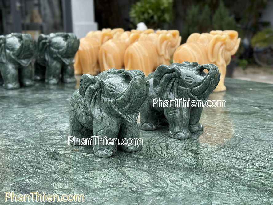 Tượng Voi đá xanh Ấn Độ 15cm - VOI-98