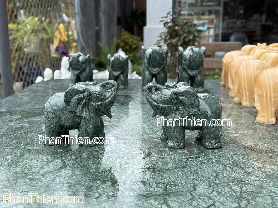 Tượng Voi đá xanh Ấn Độ 15cm - VOI-98