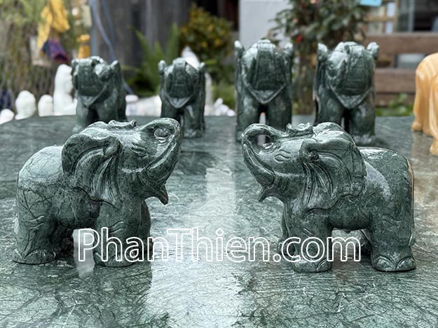 Tượng Voi đá xanh Ấn Độ 15cm - VOI-98