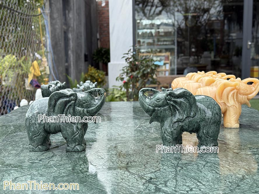 Tượng Voi đá xanh Ấn Độ 20cm - VOI-99
