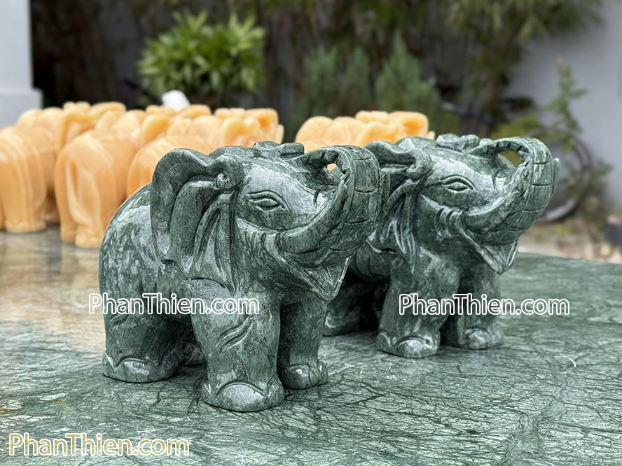 Tượng Voi đá xanh Ấn Độ 20cm - VOI-99