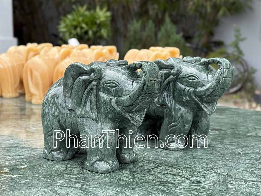 Tượng Voi đá xanh Ấn Độ 20cm - VOI-99