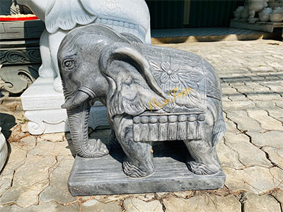 Tượng Voi Đá Cẩm Thạch Đen (VOI-22)