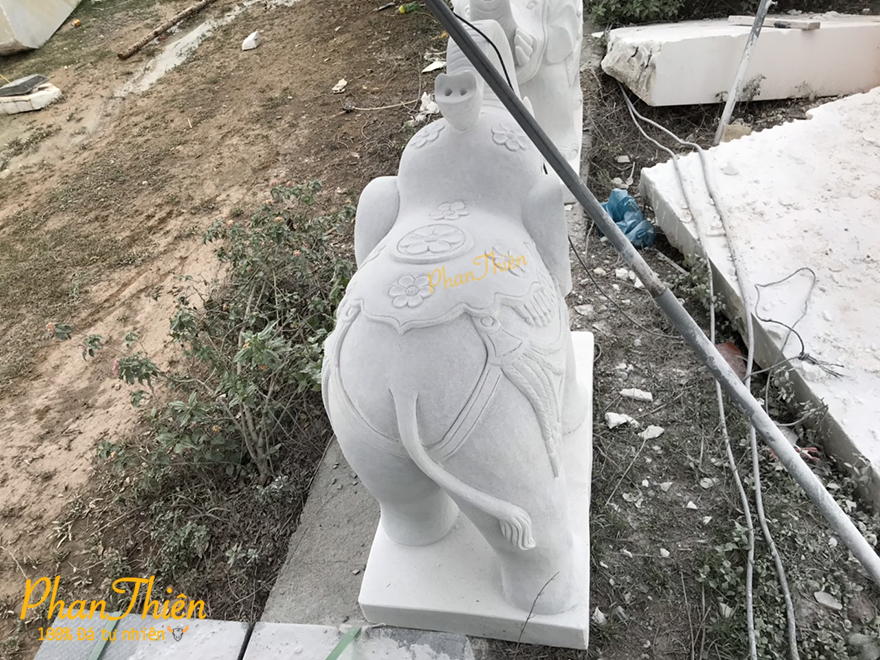 Tượng Voi bằng Đá Cẩm Thạch Tự Nhiên (V02)