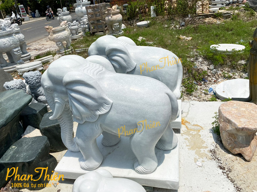 Tượng Voi Đứng Đá Cẩm Thạch Trắng (VOI-29)