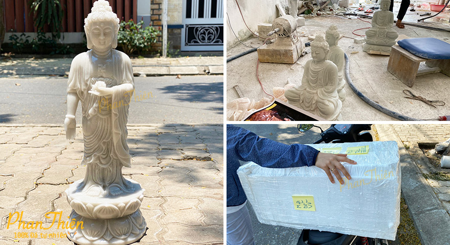 Điêu khắc và Đóng kiện Tượng Phật A Di Đà cho Khách Hàng Đà Lạt 