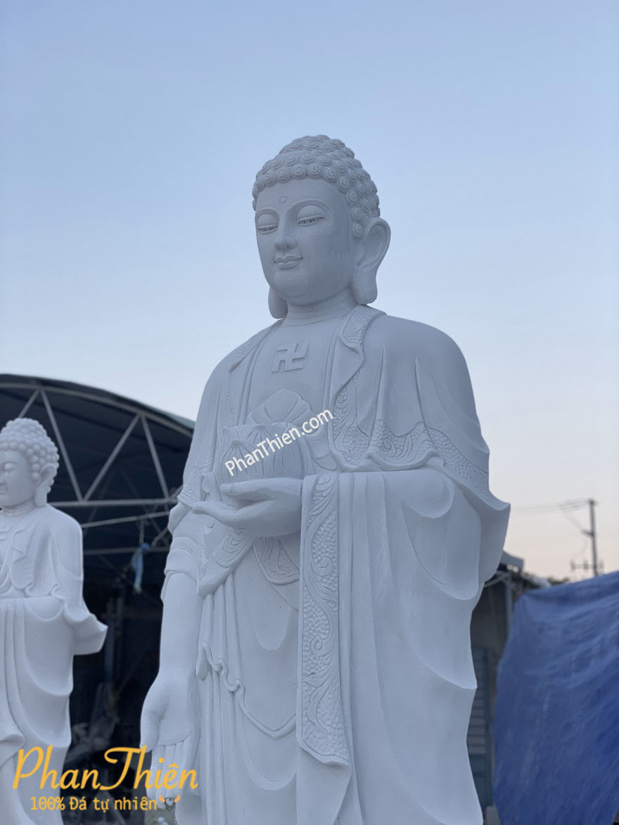  Tượng Phật A Di Đà Đá Cẩm Thạch Trắng