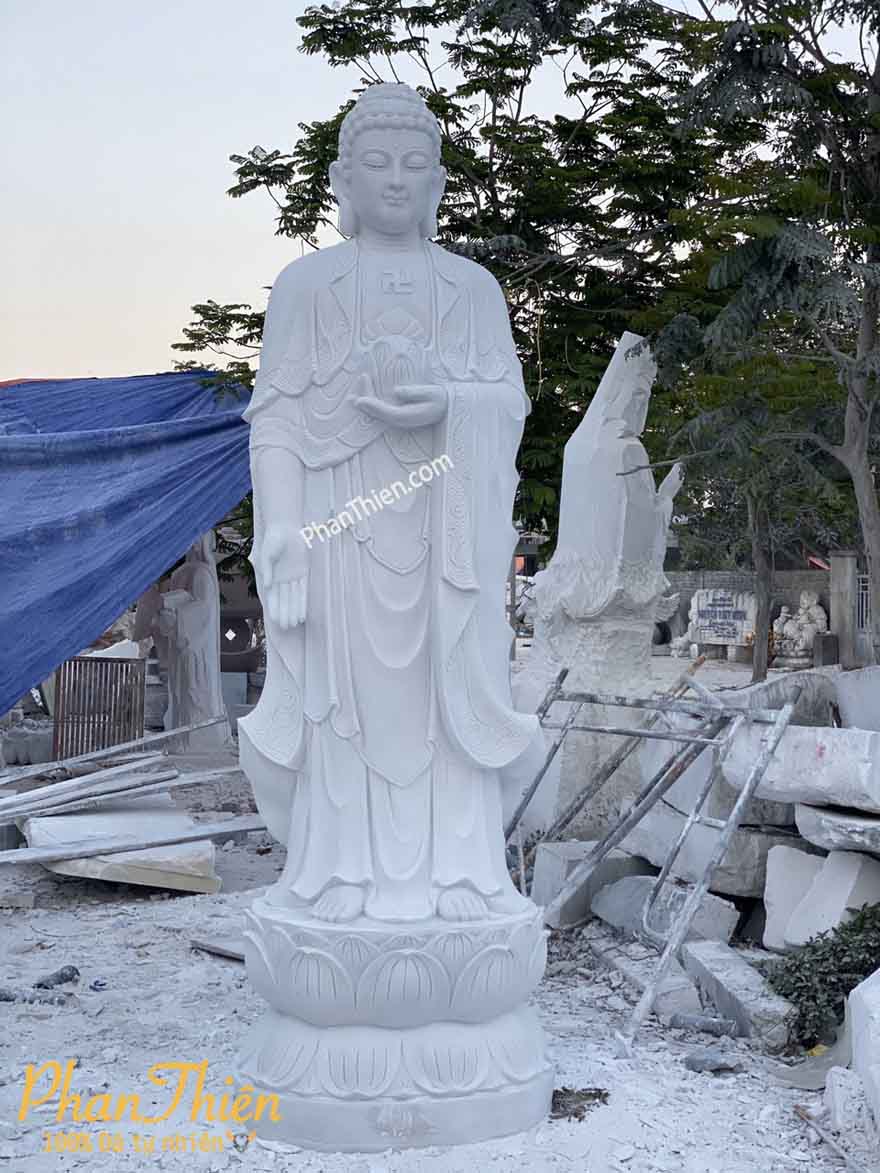  Tượng Phật A Di Đà Đá Cẩm Thạch Trắng