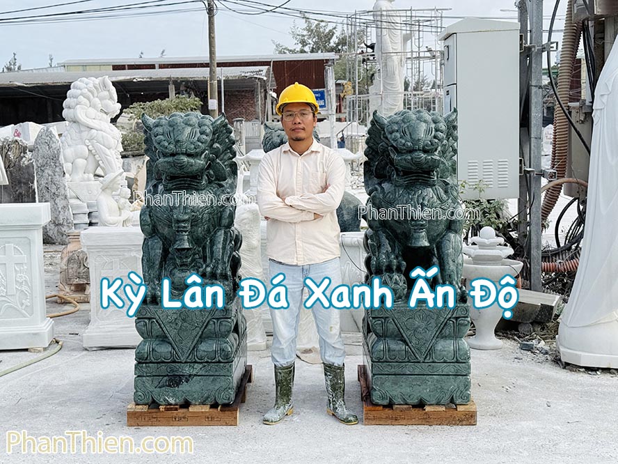 tượng kỳ lân đá xanh ấn độ