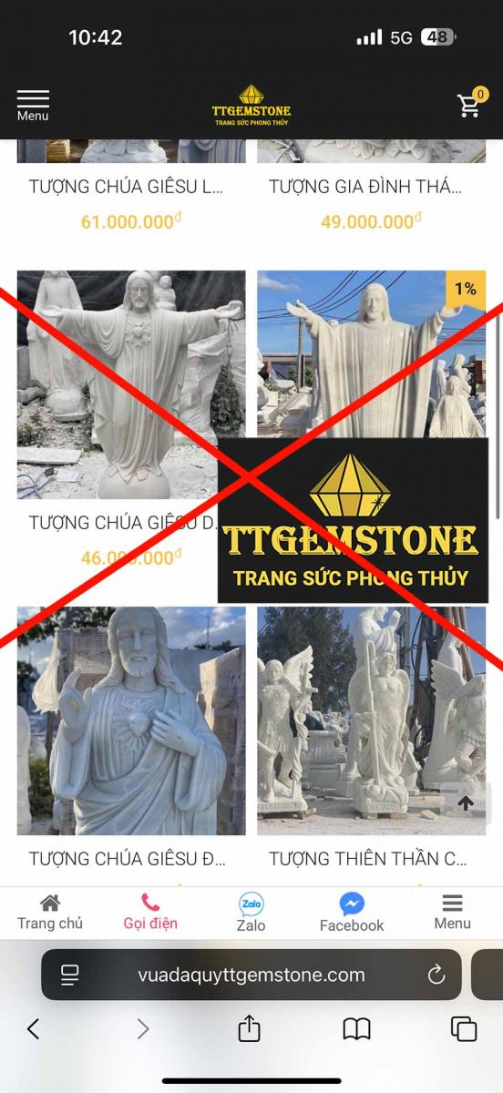 ttgemstone ăn trộm hình ảnh giả mạo sản phẩm tượng đá