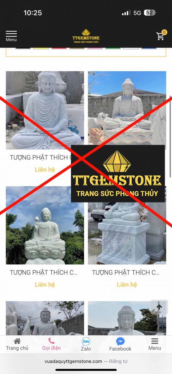 ttgemstone ăn trộm hình ảnh giả mạo sản phẩm tượng đá