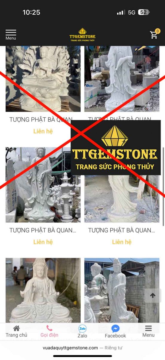 ttgemstone ăn trộm hình ảnh giả mạo sản phẩm tượng đá