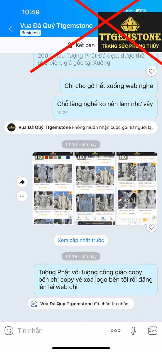 TTGemStone ăn trộm hình ảnh và giả mạo sản phẩm của Phan Thiên