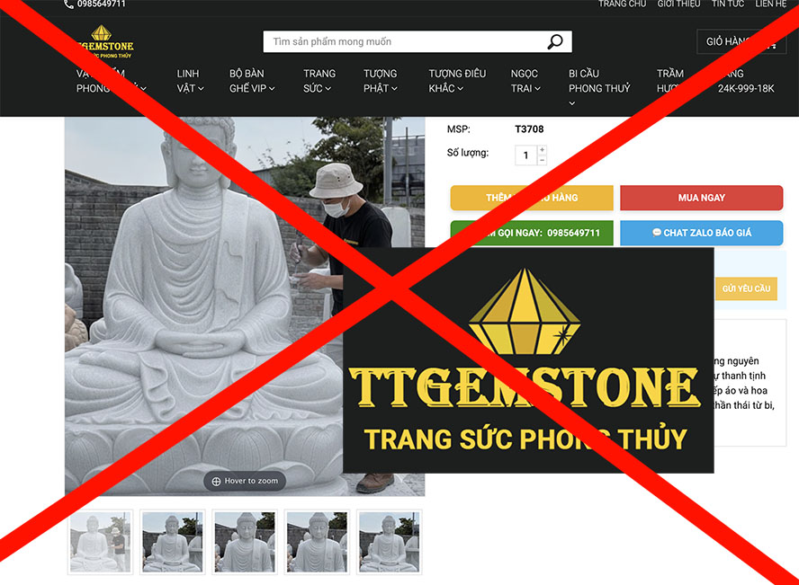 ttgemstone ăn trộm hình ảnh giả mạo sản phẩm tượng đá