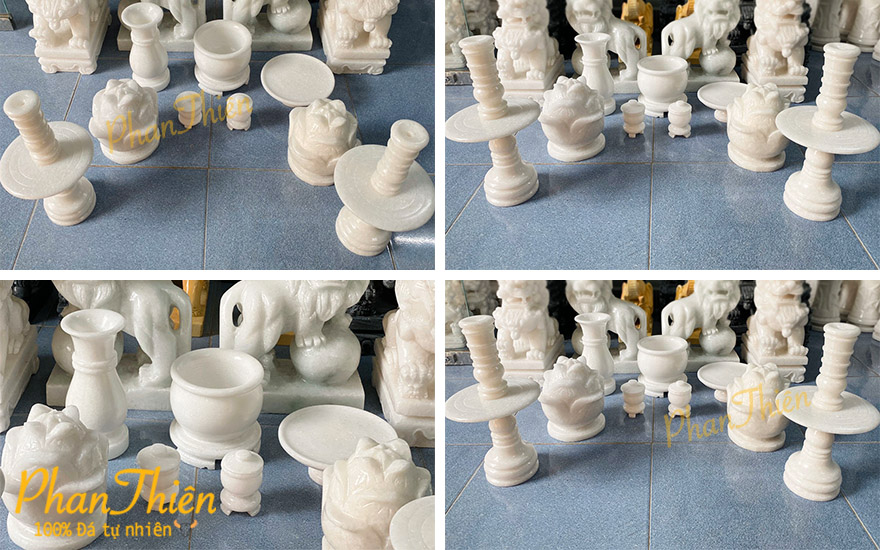 Bộ Đồ Thờ Cúng Bằng Đá Cẩm Thạch Trắng (TC-01)