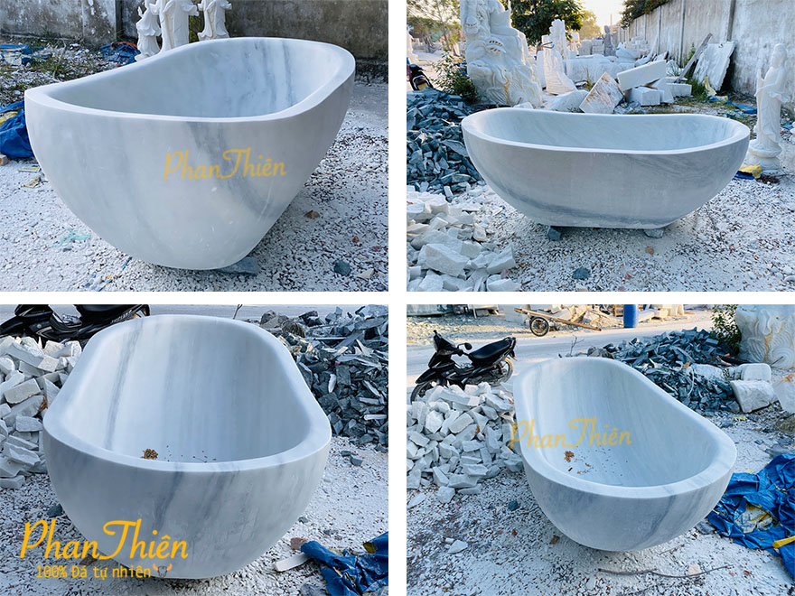 Bồn Tắm bằng Đá Tự Nhiên Trắng Xám (BT-01)