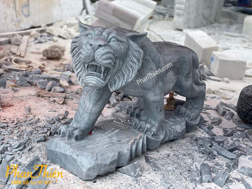 Tượng Con Hổ Đá Cẩm Thạch Đen