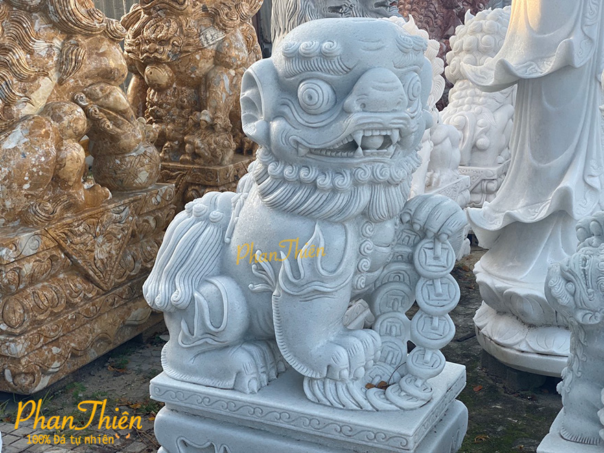 Cặp Nghê Bằng Đá Cẩm Thạch Trắng Tự Nhiên