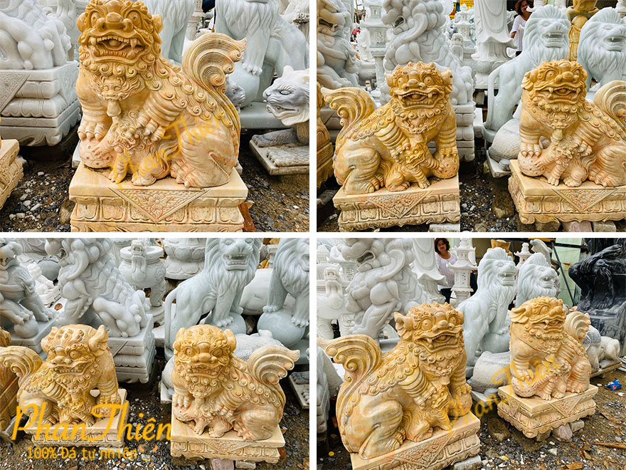 Tượng Con Nghê (Lân Việt) Đá Cà Rốt Vàng (N-04)