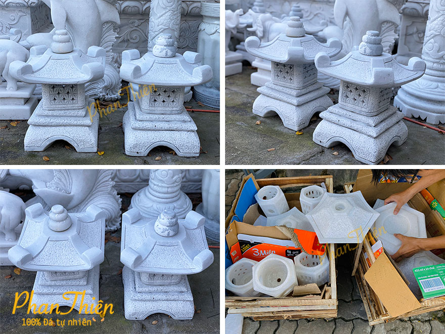 Đèn Đá Sân Vườn Cẩm Thạch Trắng (DEN-15)