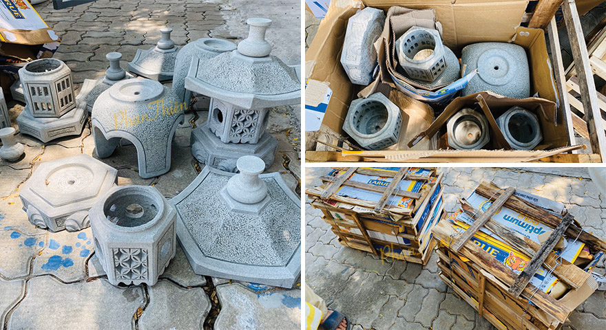 Đóng kiện bàn giao Đèn Đá Sân Vườn cho khách hàng Nha Trang