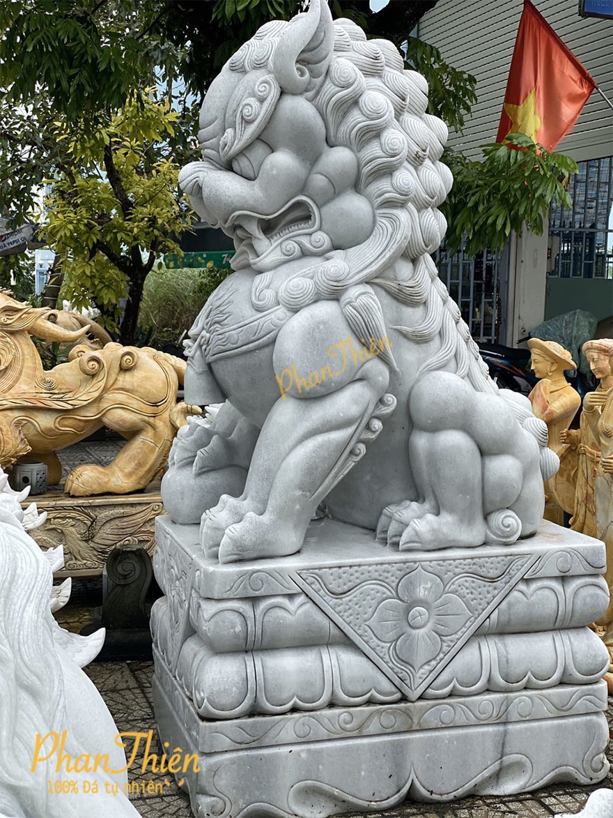 Kỳ Lân bằng Đá Cẩm Thạch Trắng Xám