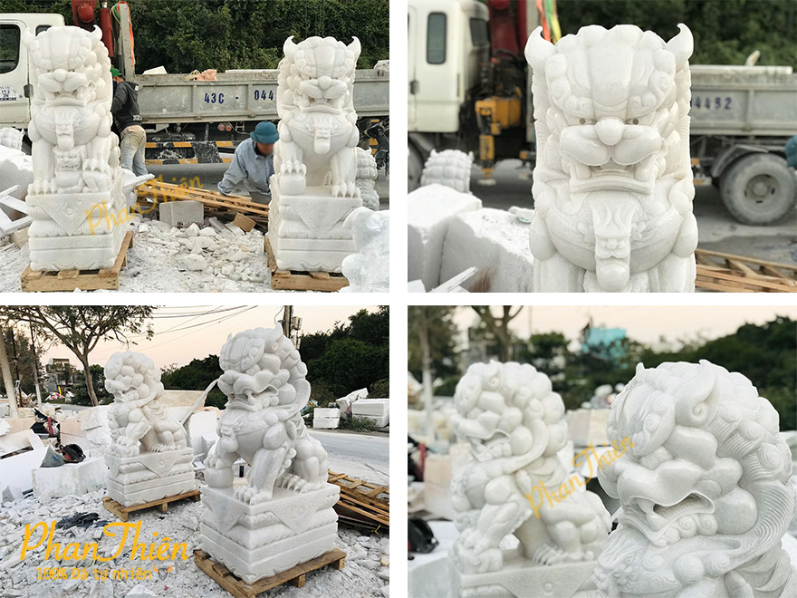 Kỳ Lân Đá Cẩm Thạch Trắng (KL-04)AC