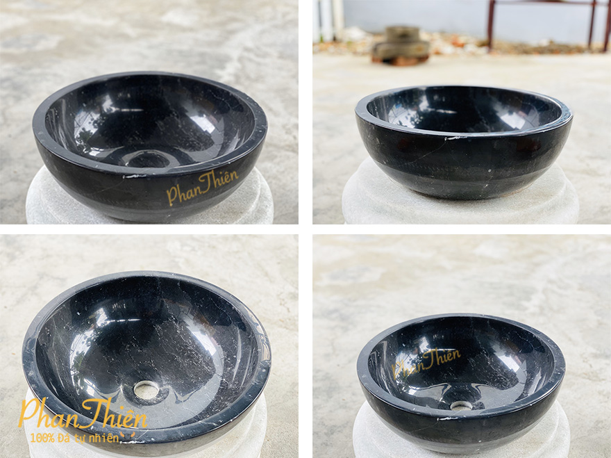 Chậu Lavabo bằng Đá Cẩm Thạch Đen