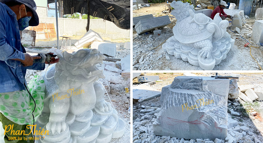 Điêu khắc và lắp đặt Long Quy hoá rồng