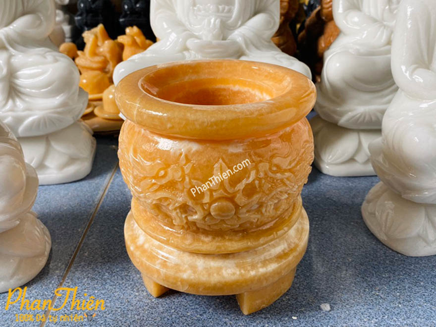lư hương chạm rồng đá ngọc hoàng long